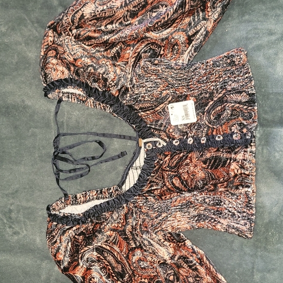 🌹NWT🌹FREE PEOPLE Dare Me Velvet  Blouse, sz XS - Picture 3 of 9